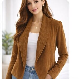⭐️Host Pick ⭐️Dakota | Camel Suede Leather Open Front Knit Shawl Jacket